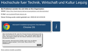 Screenshot: Eduroam-Website mit Download-Button.