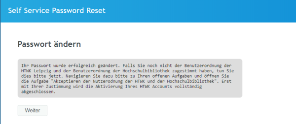 Screenshot Passwort Reset