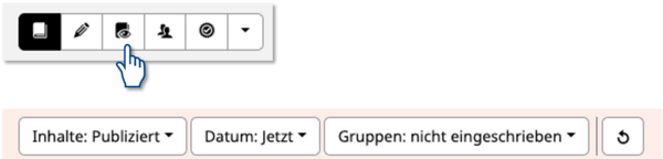 OPAL Kurswerkzeuge mit Lernendensicht-Button und Konfigurationsoptionen