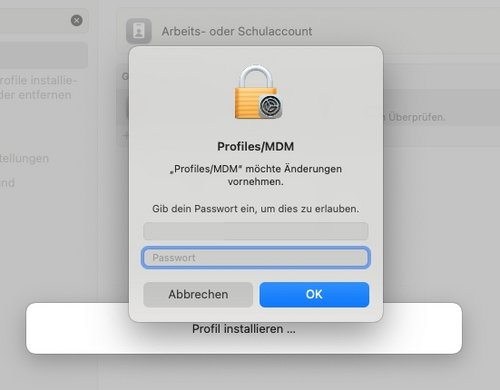 Screenshot: Fenster zur Eingabe des Gerätepassworts.