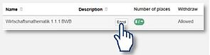 The cursor hovers over the enrol icon to enrol in a course