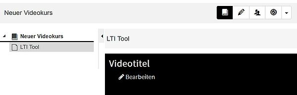 Eine Ansicht eines OPALkurses, in dem ein Video mithilfe des LTI Bausteins eingefügt wurde, der Baustein zeigt den Videotitel des eingefügten Videos