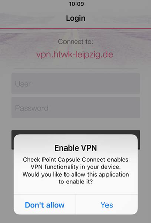 Screenshot: Enable VPN