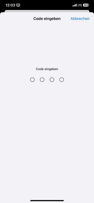 Screenshot: Eingabe des Gerätecodes erforderlich.