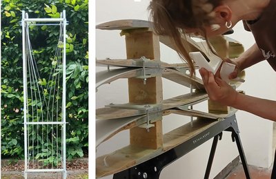 Prototypen als Fassadenschutz aus alten Rotorblättern