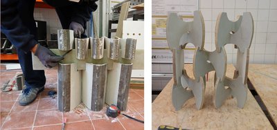 Prototypen als Fassadenschutz aus alten Rotorblättern