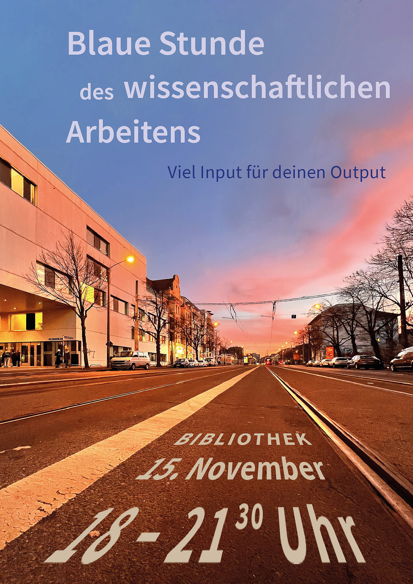 Blick auf die Karl-Liebknecht-Straße Richtung Connewitzer Kreuz. Die Bibliothek ist am linken Bildrand.