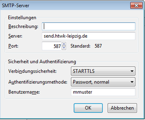 Screenshot: Postausgang-Server