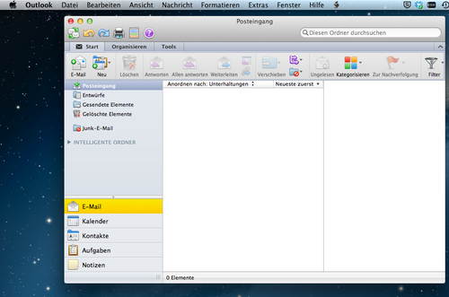 Screenshot Outlook öffnen