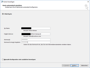 Screenshot Konto hinzufügen