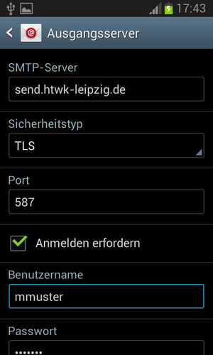Screenshot Ausgangsserver zu den Schritten 8 bis 10.