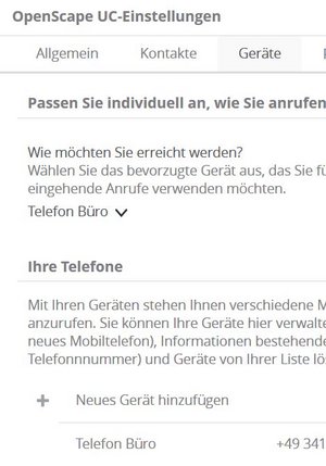 Screenshot: Fenster mit den Einstellungen und geöffnetem Geräte-Tab. Im Bereich "Ihre Telefone" lassen sich neue Geräte hinzufügen.