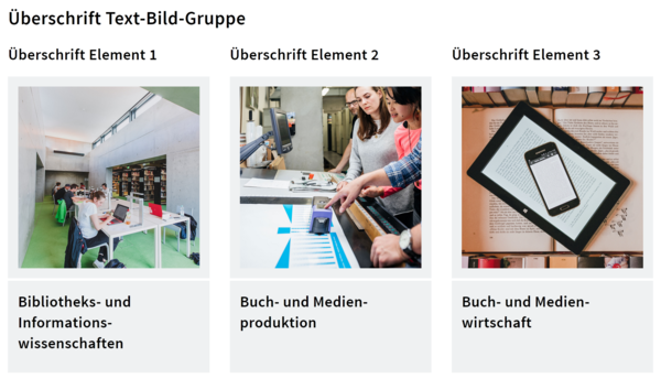 Screenshot: Text-Bild-Gruppe mit Überschriften Screenshot: Text-Bild-Gruppe mit Überschriften