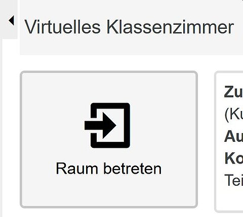 "Raum betreten"-Button mit einem "Pfeil"-Icon.