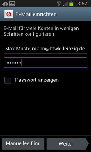 Screenshot E-Mail einrichten zu den Schritten 2 bis 3