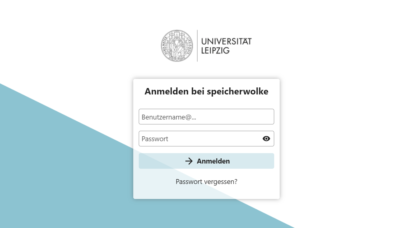 Screenshot: Anmeldung Speicherwolke Uni Leipzig