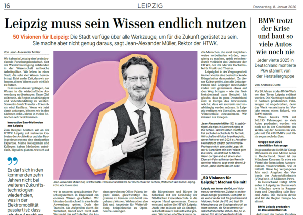Screenshot_LVZ_Rektor_8_Januar_2026 Ausschnitt aus Zeitungsartikel mit Foto eines Mannes