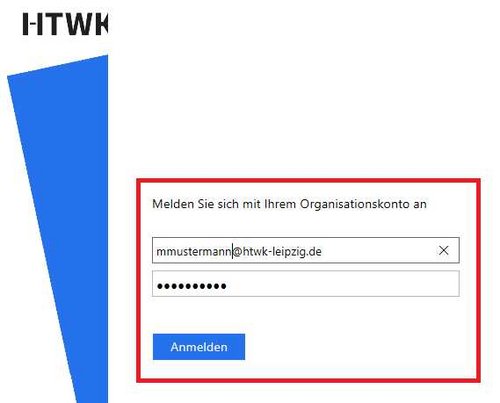 HTWK Login-Fenster bei Microsoft-Office.