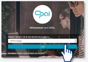 The cursor hovers over the Login Button after choosing HTWK Leipzig as institution
