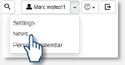 The cursor hovers over the “news” menu item of the personal menu