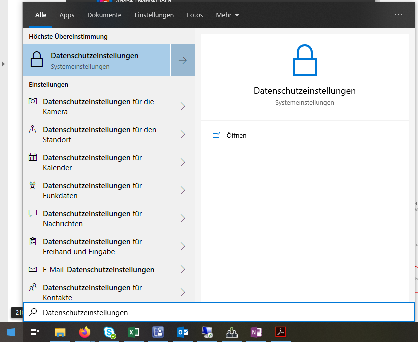 Windows-Suche: Datenschutzeinstellungen