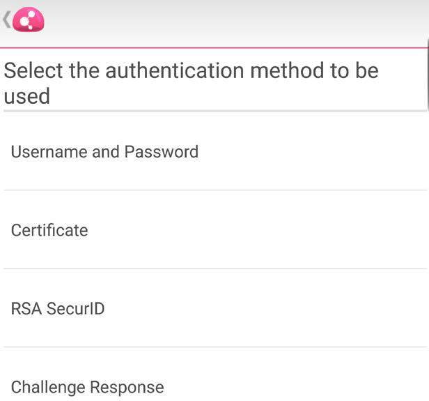 Screenshot: Authentication Method
