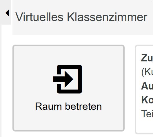 "Raum betreten"-Button mit einem "Pfeil"-Icon.