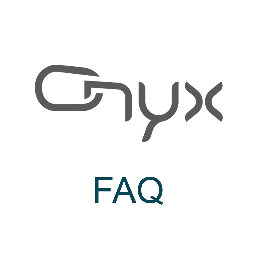 ONYX-Logo mit darunter stehendem Wort "FAQ""