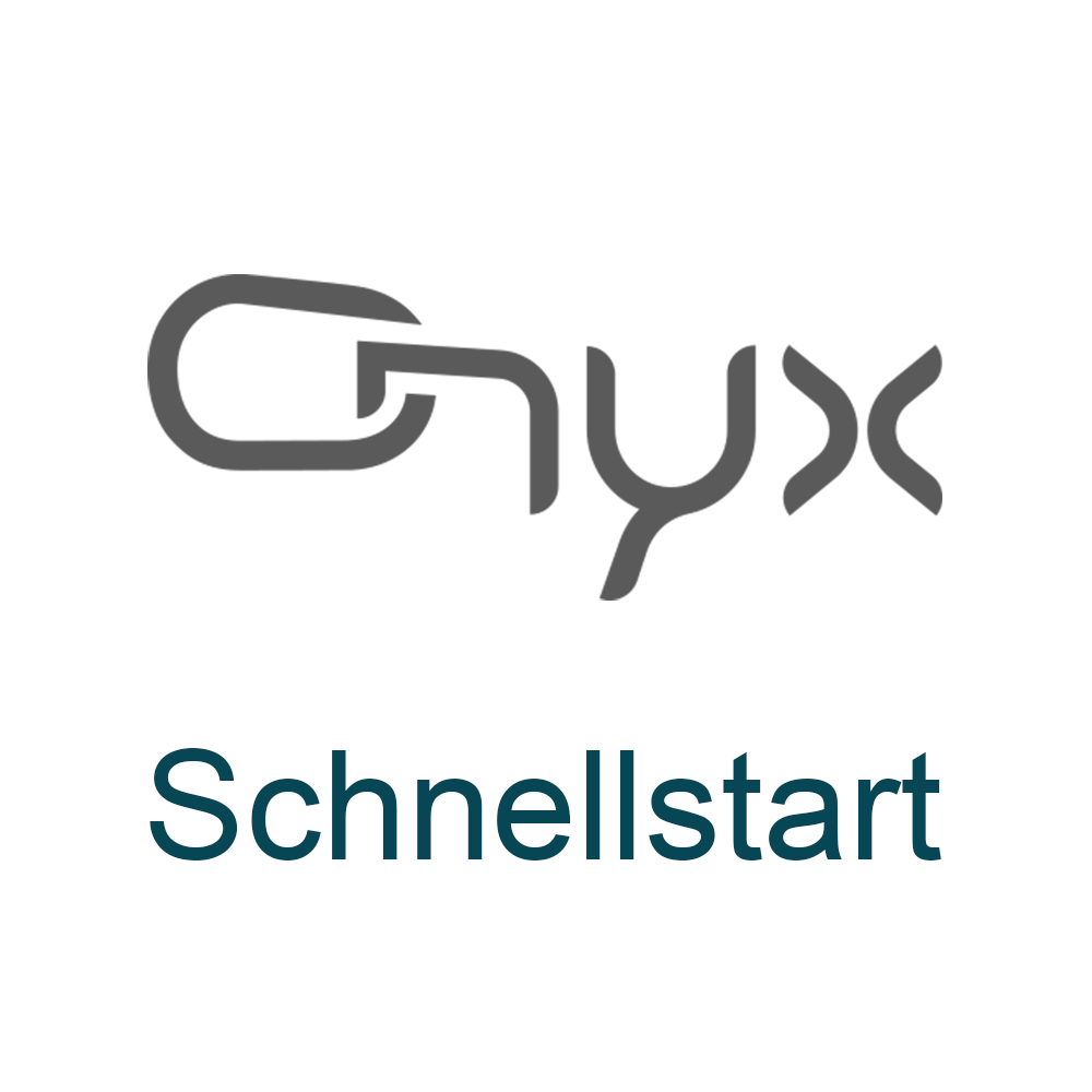 ONYX-Logo mit darunter stehendem Wort "Schnellstart"