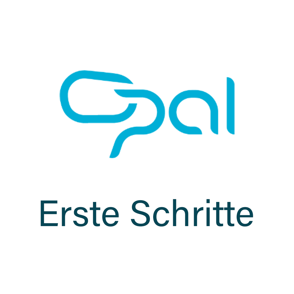 Das Opal-Logo mit den darunter stehenden Worten "Erste Schritte".