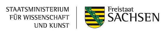 Logo des Statsministerium für Wisschenschaft und Kunst des Freistaats Sachsen. 