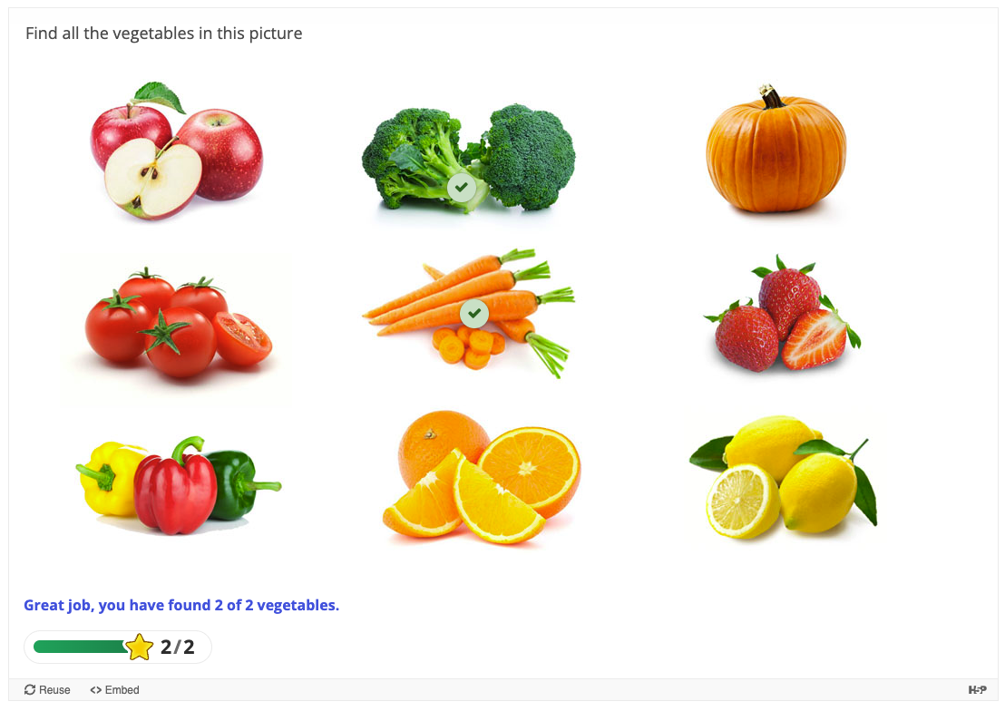 Screenshot H5P "Find multiple Hotspots"
